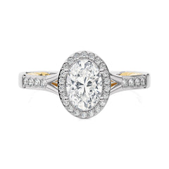 Split Bliss Oval Diamond Halo Engagement Ring