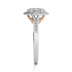 Split Bliss Oval Diamond Halo Engagement Ring