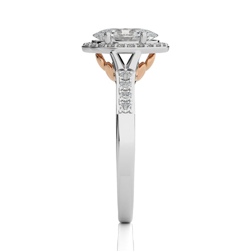Split Bliss Oval Diamond Halo Engagement Ring