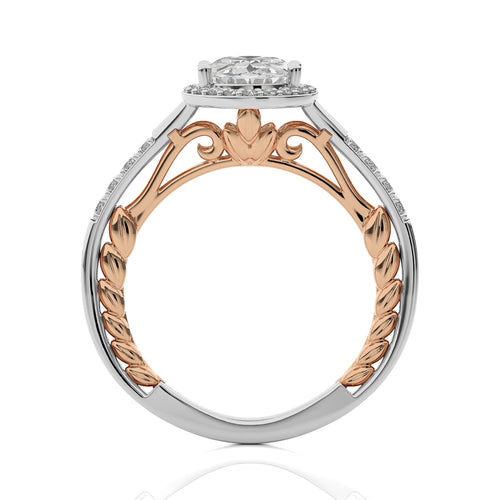 Split Bliss Oval Diamond Halo Engagement Ring