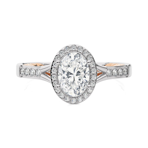 1 3/4 CT. Split Bliss Oval Natural Diamond Halo Engagement Ring