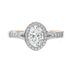 Split Bliss Oval Lab Created Diamond Halo Engagement Ring