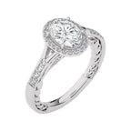 Split Bliss Oval Diamond Halo Engagement Ring