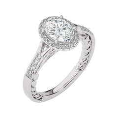 Split Bliss Oval Diamond Halo Engagement Ring