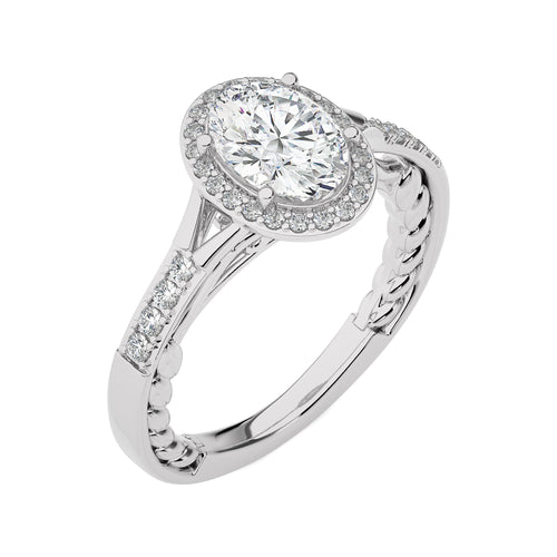 Split Bliss Oval Diamond Halo Engagement Ring