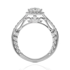 Split Bliss Oval Diamond Halo Engagement Ring