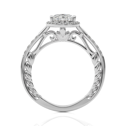 Split Bliss Oval Diamond Halo Engagement Ring