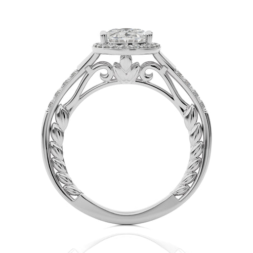 Split Bliss Oval Lab Created Diamond Halo Engagement Ring