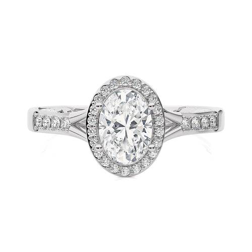 1 3/4 CT. Split Bliss Oval Natural Diamond Halo Engagement Ring