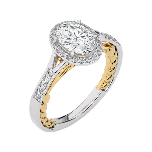 Split Bliss Oval Diamond Halo Engagement Ring