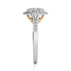 Split Bliss Oval Diamond Halo Engagement Ring
