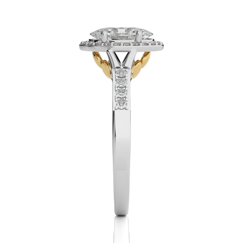 Split Bliss Oval Diamond Halo Engagement Ring