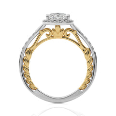 Split Bliss Oval Diamond Halo Engagement Ring