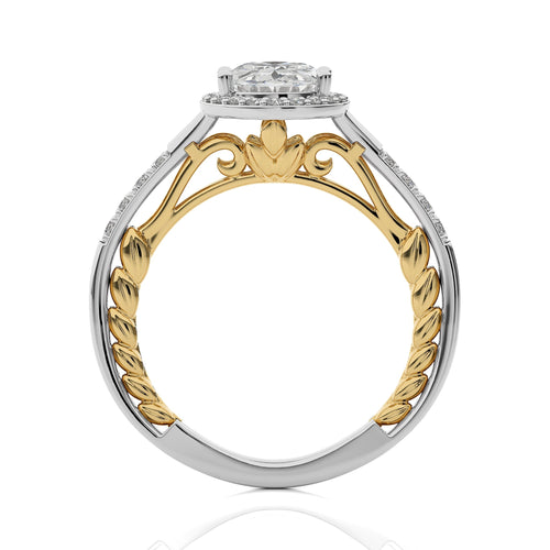 Split Bliss Oval Diamond Halo Engagement Ring