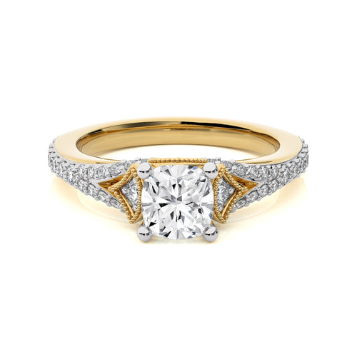 Vortex of Grace Vintage Split Shank Cushion Lab Created Diamond Engagement Ring