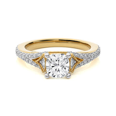 2 CT. Vortex of Grace Vintage Split Shank Cushion Natural Diamond Engagement Ring