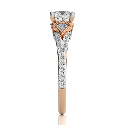 Vortex of Grace Vintage Split Shank Cushion Diamond Engagement Ring