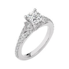 Vortex of Grace Vintage Split Shank Cushion Lab Created Diamond Engagement Ring