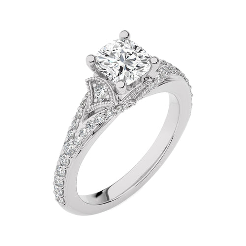 Vortex of Grace Vintage Split Shank Cushion Diamond Engagement Ring