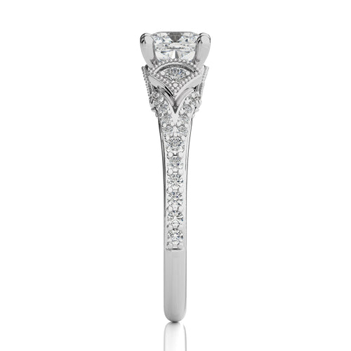 Vortex of Grace Vintage Split Shank Cushion Diamond Engagement Ring