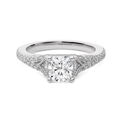 Vortex of Grace Vintage Split Shank Cushion Lab Created Diamond Engagement Ring