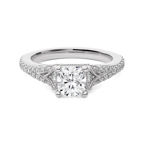 2 CT. Vortex of Grace Vintage Split Shank Cushion Lab Created Diamond Engagement Ring