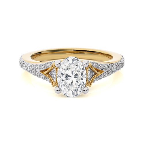 Vortex of Grace Vintage Split Shank Oval Diamond Engagement Ring