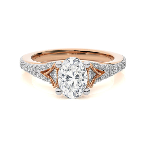 2 CT. Vortex of Grace Vintage Split Shank Oval Natural Diamond Engagement Ring