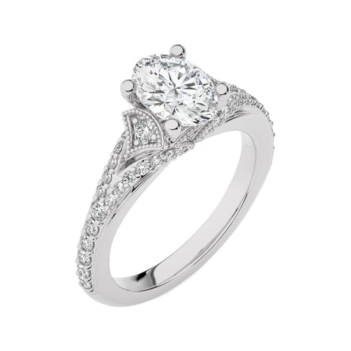 Vortex of Grace Vintage Split Shank Oval Diamond Engagement Ring