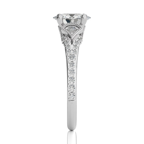 Vortex of Grace Vintage Split Shank Oval Diamond Engagement Ring