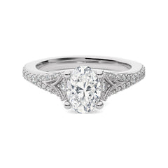 2 CT. Vortex of Grace Vintage Split Shank Oval Natural Diamond Engagement Ring