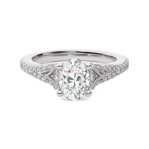 2 CT. Vortex of Grace Vintage Split Shank Oval Natural Diamond Engagement Ring