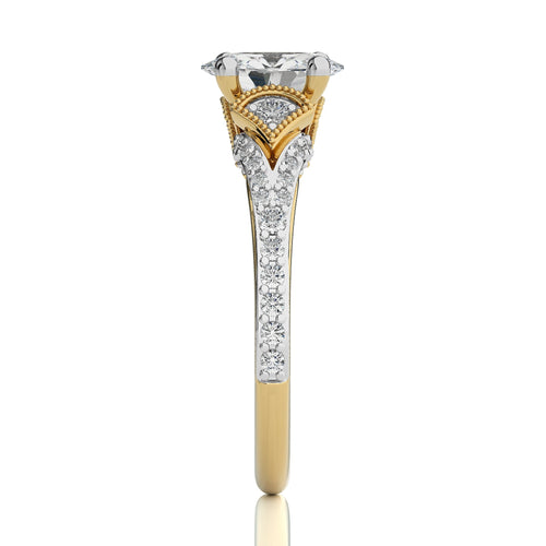 Vortex of Grace Vintage Split Shank Oval Diamond Engagement Ring