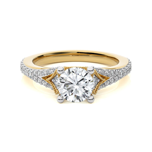 Vortex of Grace Vintage Split Shank Round Diamond Engagement Ring