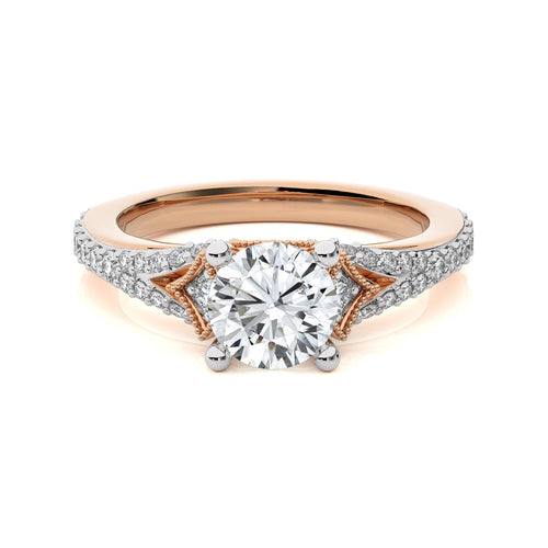 Vortex of Grace Vintage Split Shank Round Diamond Engagement Ring