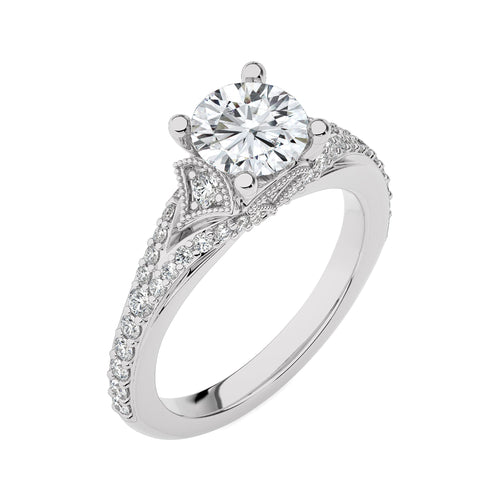 Vortex of Grace Vintage Split Shank Round Diamond Engagement Ring