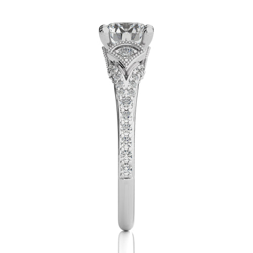 Vortex of Grace Vintage Split Shank Round Diamond Engagement Ring