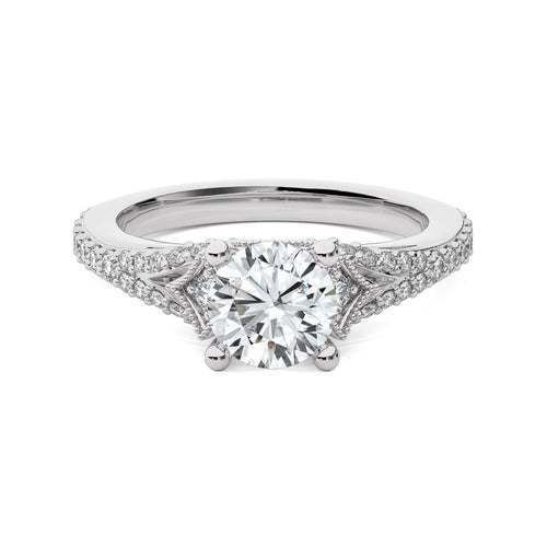 Vortex of Grace Vintage Split Shank Round Diamond Engagement Ring