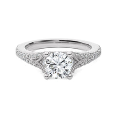 Vortex of Grace Vintage Split Shank Round Lab Created Diamond Engagement Ring