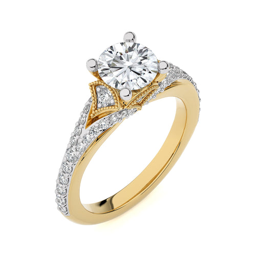 Vortex of Grace Vintage Split Shank Round Diamond Engagement Ring
