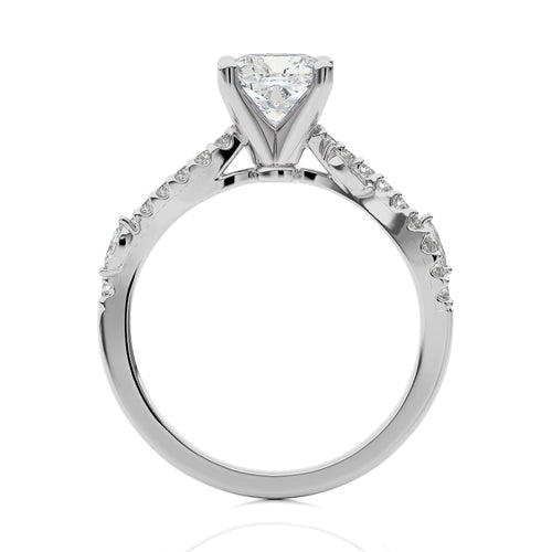 1 3/4 CT. Seraphic Strand Cushion Natural Diamond Engagement Ring