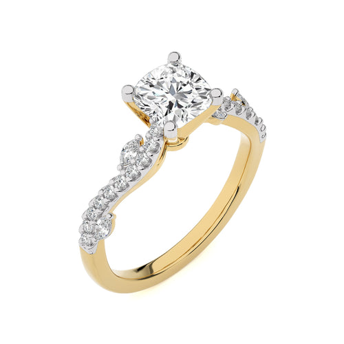 Seraphic Strand Cushion Lab Created Diamond Engagement Ring