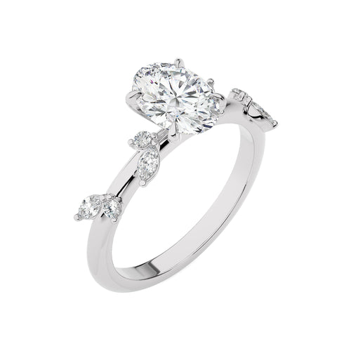 Petal Pathway Oval Lab Created Diamond Engagement Ring