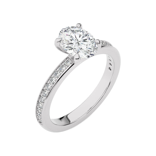 Graceful Oval Lab Created Diamond Engagement Ring