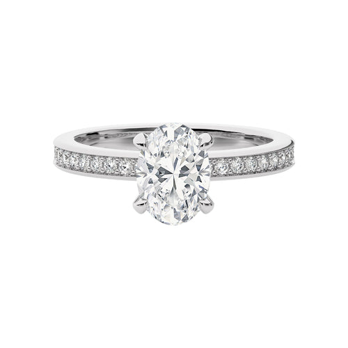 Graceful Oval Lab Created Diamond Engagement Ring