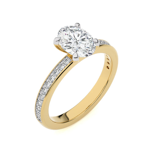 Graceful Oval Lab Created Diamond Engagement Ring