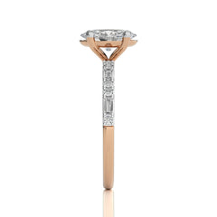 Starlight Oval Radiance Baguette and Round Diamond Studded Shank Engagement Ring