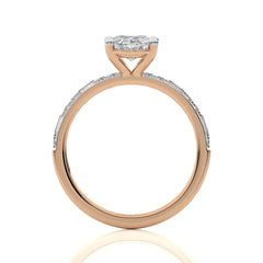Starlight Oval Radiance Baguette and Round Diamond Studded Shank Engagement Ring