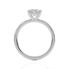 Starlight Oval Radiance Baguette and Round Diamond Studded Shank Engagement Ring