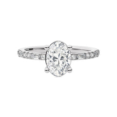 Starlight Oval Radiance Baguette and Round Diamond Studded Shank Engagement Ring